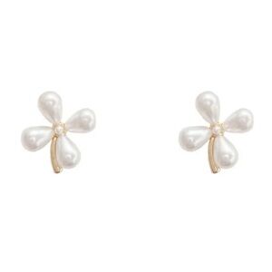 NEW Floral Pearl & Gold Plated Studs Earrings Elegant Classy Old Money